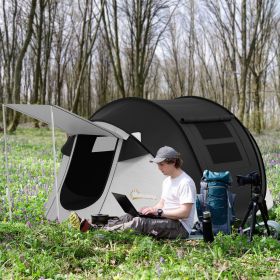 Pop Up Tent with Porch and Carry Bag, 3000mm Waterproof, for 2-3 People Camping Hiking, Black (Color: General)